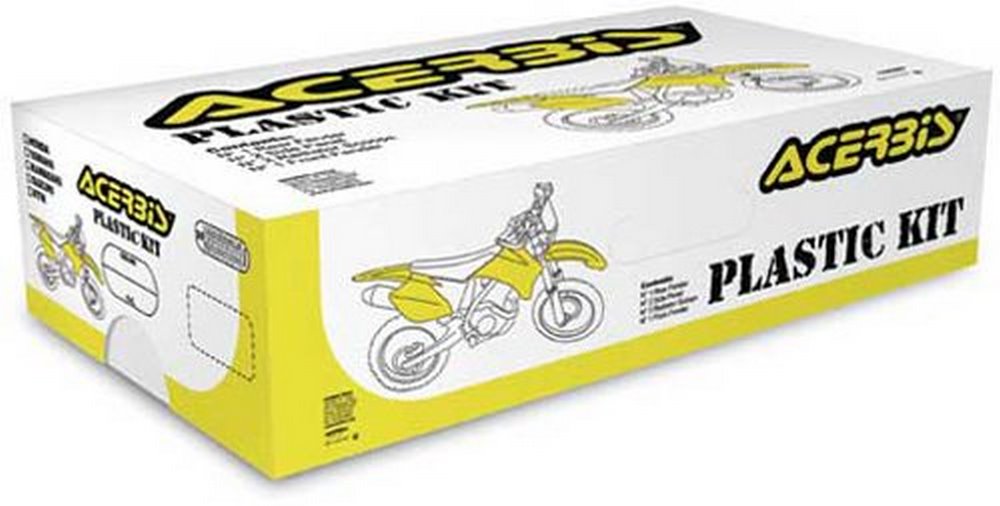 Black Acerbis Standard Plastics Kit for Honda CRF150R (2007-2024) in a yellow and white box, featuring a line drawing of a motorcycle on the packaging.