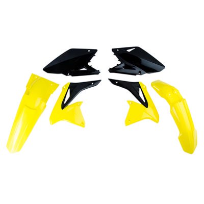 Acerbis Standard Plastics Kit for Suzuki RMZ450 (2008-2017) featuring bright yellow and black plastic components, including fenders and side panels.