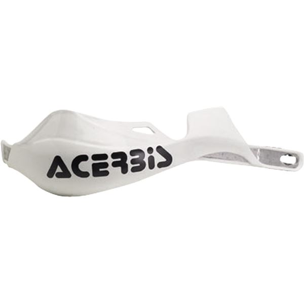 White Acerbis Rally Pro Hand Guard made of durable plastic, featuring a sleek design with a prominent black "Acerbis" logo on the side.