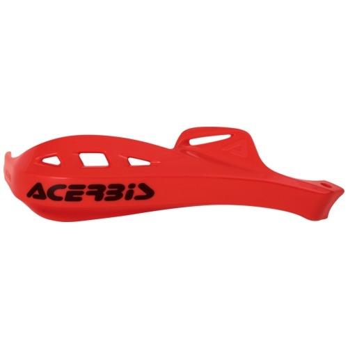 Red Acerbis Rally Profile Hand Guard made of durable plastic, featuring ventilation holes and the logo "ACERBIS" prominently displayed in black.