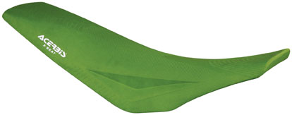 Green Acerbis X-Seat hard complete seat designed for Kawasaki KXF250 (2009-12) and KXF450 (2009-11), featuring a sleek design and textured surface for grip.