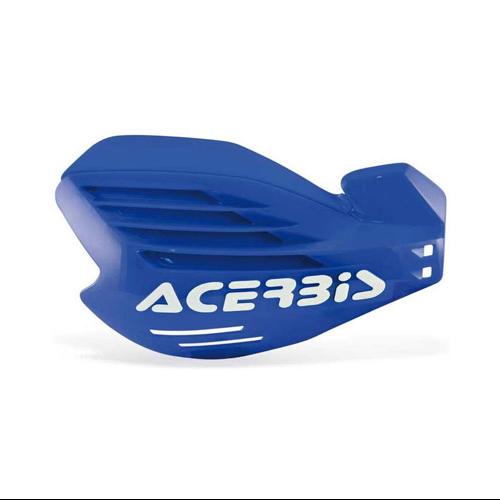 Blue Acerbis X-Force Hand Guard featuring a sleek design, made from durable plastic, with prominent white branding and ventilation slots for enhanced airflow.