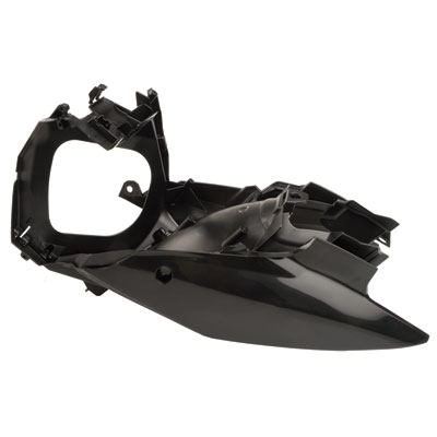 Black plastic Acerbis Air Box for KTM motorcycles, featuring a sleek design with multiple attachment points and an open section for airflow, compatible with specific 2011-2016 models.
