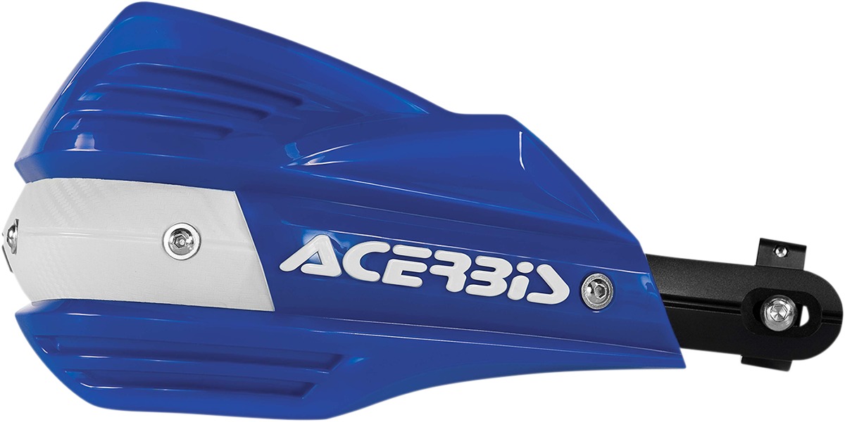 Blue Acerbis X-Factor hand guard featuring a sleek design, durable plastic material, and a white logo, designed for men’s motocross or off-road use.