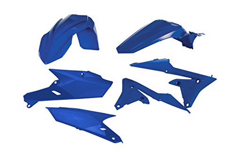Acerbis 2374180003 Replica Plastic Kit in YZ Blue, featuring six durable plastic panels with a glossy finish, designed for motorcycle customization and replacement.