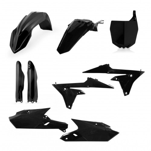 Acerbis Full Plastics Kit in black, includes front fender, side panels, and rear number plate, designed for Yamaha YZF250 (2015-18) and YZF450 (2014-17) models.