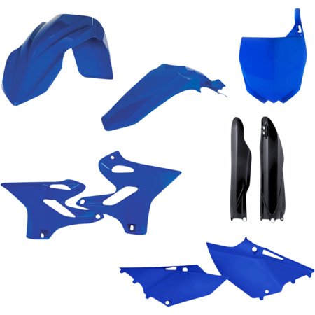 Acerbis Full Plastics Kit for Yamaha YZ 125/250 & WR 125/250, featuring blue and black plastic components, including front fender, side panels, and rear fender.