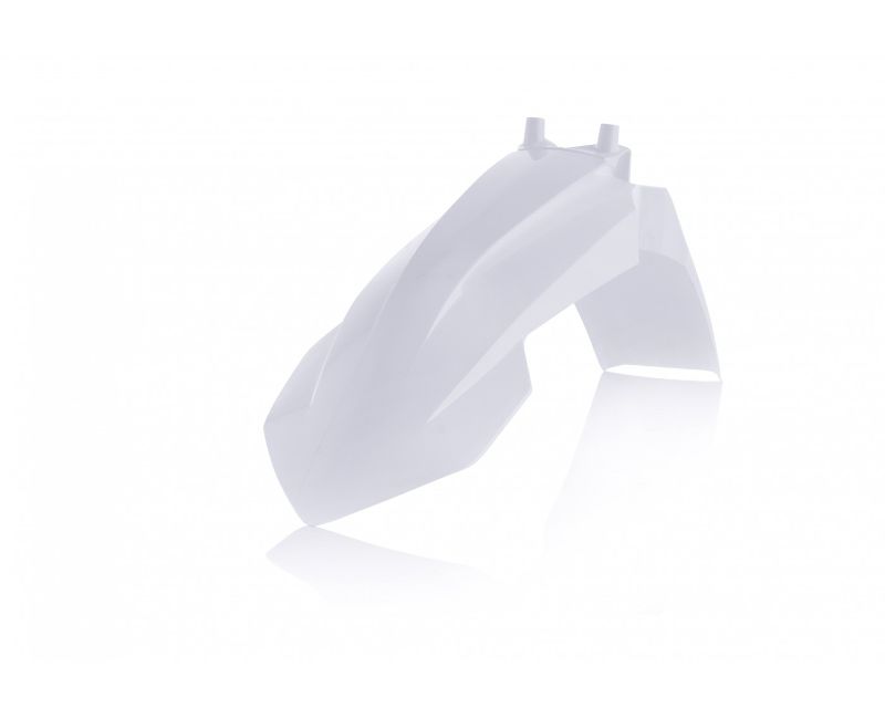 Acerbis front fender in off-white for KTM SX65 models from 2016 to 2024, featuring a sleek, aerodynamic design and durable plastic construction.