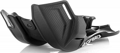 Black plastic offroad skid plate by Acerbis, featuring a textured surface, cutouts for mounting, and a sleek design for enhanced protection and durability.