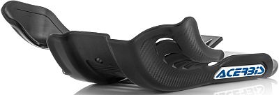 Black plastic skid plate with a textured surface and a blue Acerbis logo, designed for Yamaha motorcycles, featuring a curved shape for enhanced protection.