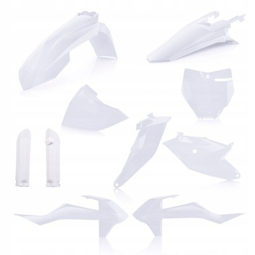Acerbis Full Plastics Kit for KTM SX85 (2018-2024) in off-white, featuring various plastic components including fenders, side panels, and number plates.