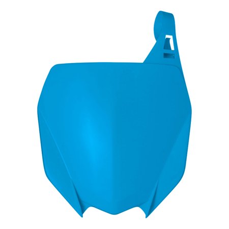 Light blue front number board designed for Yamaha YZ 125/250 (2022-23) and YZF models (2018-23), featuring a sleek, aerodynamic shape and durable plastic material.