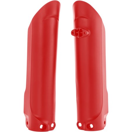 Red Acerbis fork guards designed for Gas Gas MC85 models from 2021 to 2024, featuring a sleek, durable plastic construction with mounting points for easy installation.
