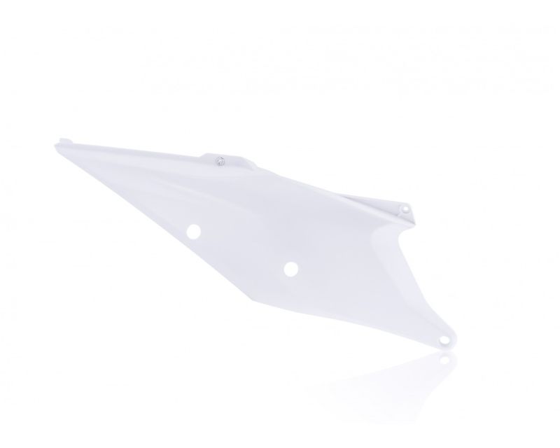 Off-white Acerbis side panel for KTM SX 125/250, SXF 250/350/450 (2019-22) and XC-W (2020-23), featuring a sleek design and two mounting holes for easy installation.