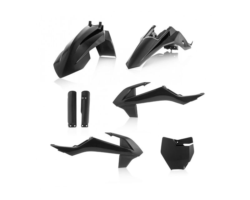 Acerbis Full Plastics Kit in black for KTM SX65 (2019-23) and Gas Gas MC65 (2021-23), includes front fender, side panels, rear fender, and number plate.