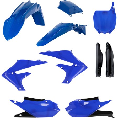 Acerbis Full Plastics Kit for Yamaha YZF250 (2019-2023) and YZF450 (2018-2022) in blue and black, featuring various body panels and fenders made from durable plastic.