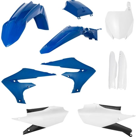 Acerbis Full Plastics Kit in blue and black for Yamaha YZF250 (2019-23) and YZF450 (2018-22), featuring durable plastic fenders, side panels, and a front number plate.