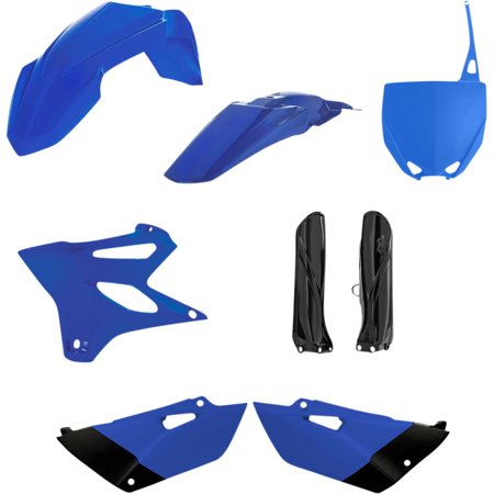 Acerbis Full Plastics Kit for Yamaha YZ85 (2019-21) featuring blue and black plastic components, including fenders, side panels, and number plates.