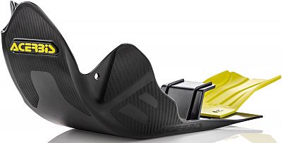 Black and yellow Acerbis skid plate for Suzuki, featuring a sleek design with textured surface and protective edges, made from durable plastic material.