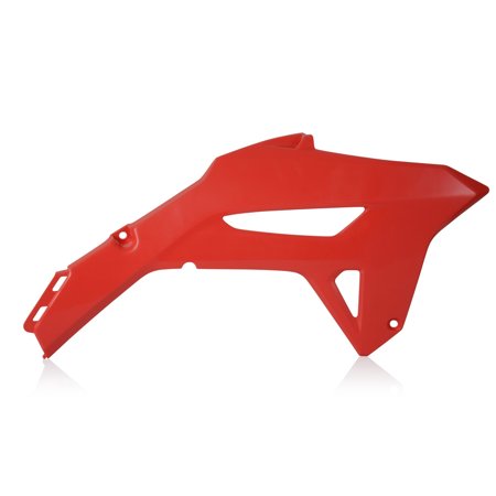 Bright red plastic radiator scoops designed for Honda CRF250R (2022-2024) and CRF450R (2021-2024), featuring a sleek aerodynamic shape and ventilation openings.