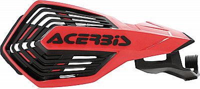 Acerbis K-Future handguard in red and black, featuring a sleek design with a prominent logo, made from durable plastic, ideal for Honda motorcycles.