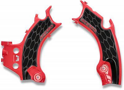 Red and black Acerbis X-Grip frame protector set for Honda CRF 450, featuring a honeycomb texture and cutouts for easy installation.
