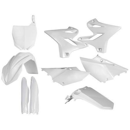 Acerbis Full Plastics Kit for Yamaha YZ 125/250 (2022-2026) featuring eight white plastic components, including fenders and side panels, designed for durability and a sleek look.