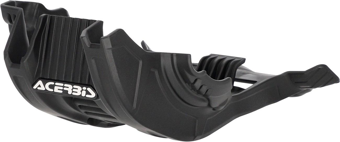 Black Acerbis skid plate for Honda CRF 250/300, featuring a rugged design with grooves for added protection and a prominent white Acerbis logo.