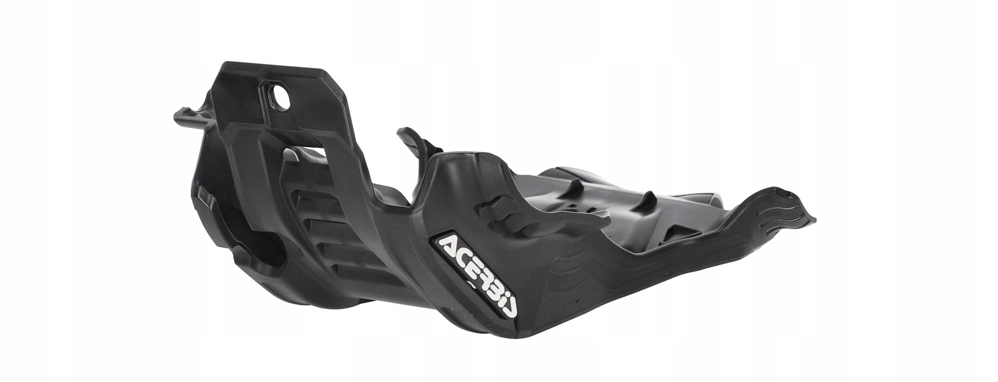 Black plastic skid plate designed for Acerbis Beta RR 250/300, featuring a contoured shape and ventilation slots for enhanced protection and performance.