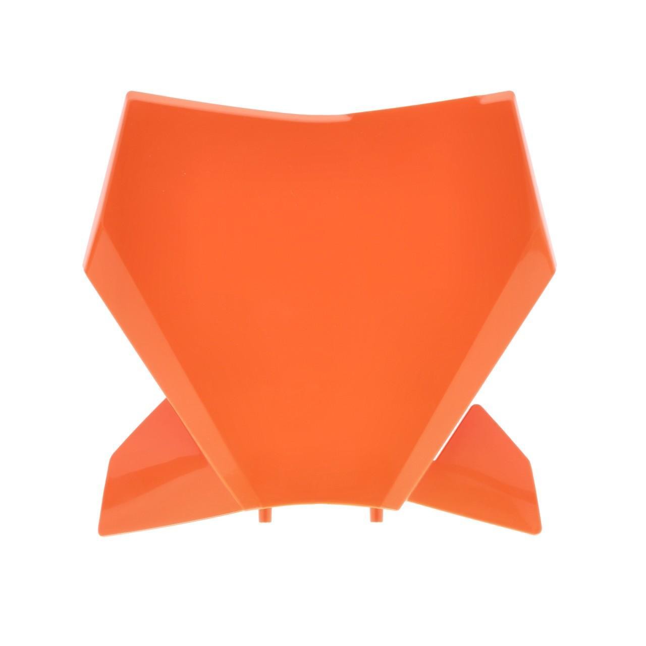 Acerbis front number board in bright orange, featuring a sleek, aerodynamic design with pointed edges, specifically designed for KTM SX 125/250 (2023-2025) and SX150 (2025).