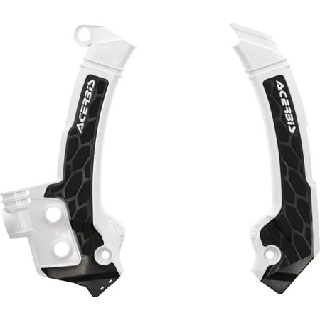 White and black Acerbis X-Grip frame protectors for Husqvarna TC/FC, featuring a textured grip surface and durable plastic construction for enhanced bike protection.