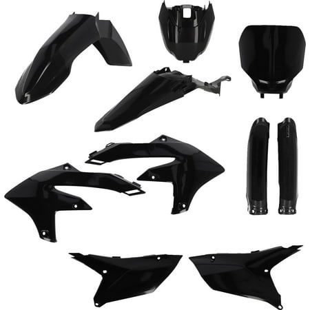 Acerbis Full Plastics Kit for Yamaha YZF450 & YZF450FX (2023-2025) in sleek black, includes fenders, side panels, and front number plate, made from durable plastic.