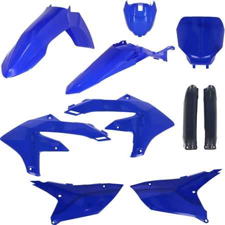 Acerbis Full Plastics Kit for Yamaha YZF450 & YZF450X (2023-2025) in vibrant blue and black, includes fenders, side panels, and front number plate, made from durable plastic.
