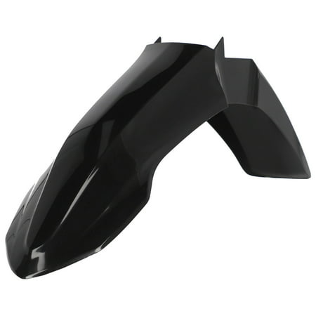 Black plastic front fender designed for Yamaha YZF250 (2024-2025) and YZF450 (2023-2025), featuring a sleek, aerodynamic shape with raised edges.