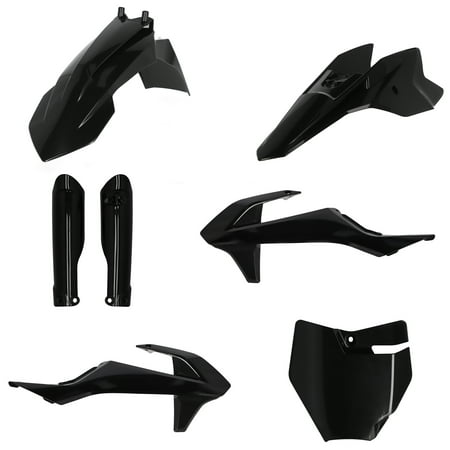 Acerbis Full Plastics Kit for KTM SX50 (2016-2023) in sleek black, featuring durable plastic components including fenders, side panels, and a front number plate.