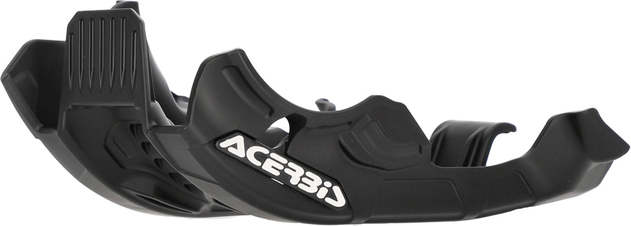 Black Acerbis skid plate designed for KTM EXC 250/300, featuring a durable plastic construction with a sleek, contoured shape and prominent Acerbis logo.