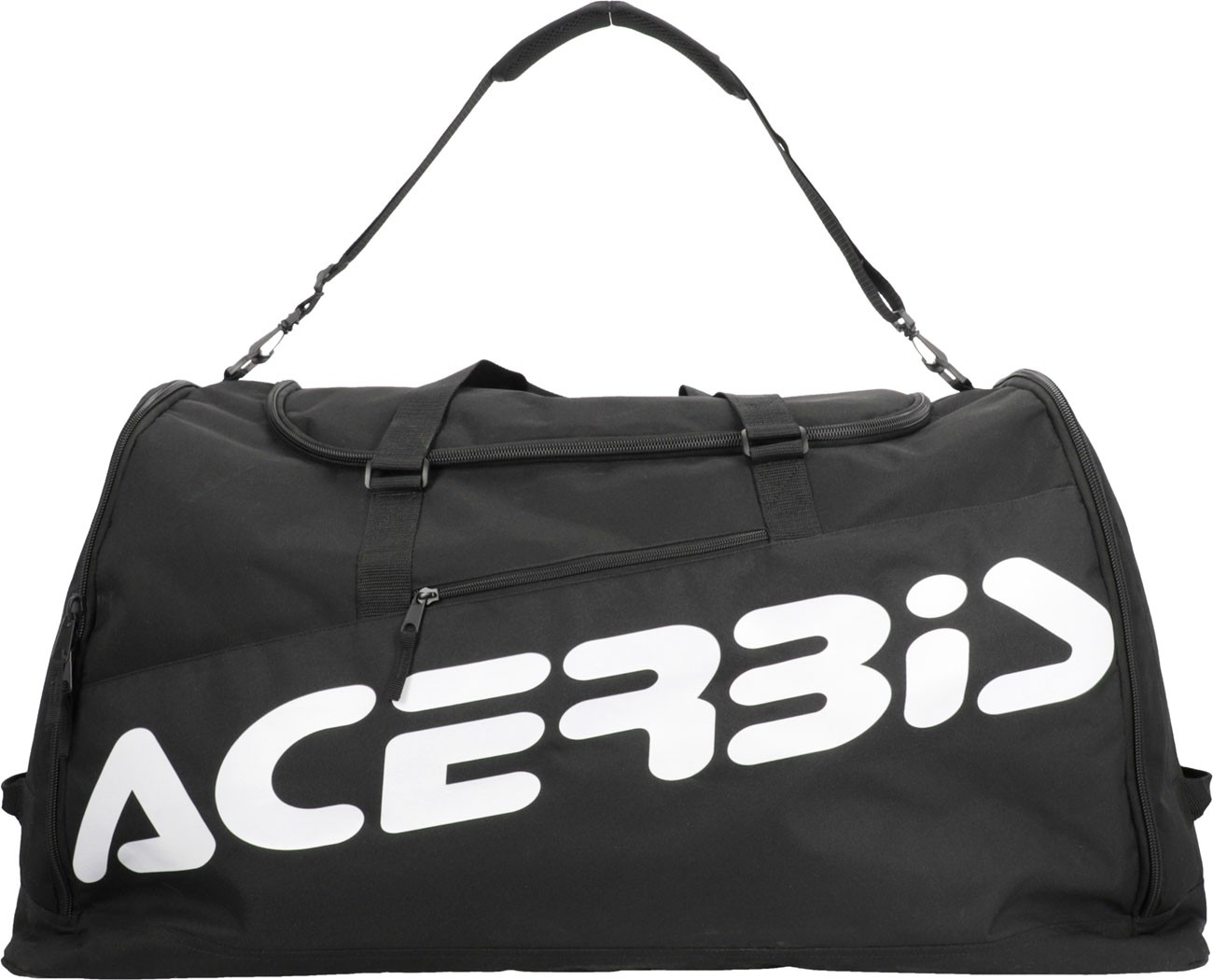Black and white Acerbis Cargo Logo gear bag, 180 L size, featuring a durable fabric, dual handles, and a large logo on the side.