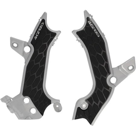 Acerbis X-Grip Frame Guards in grey and black, featuring a textured honeycomb design, designed for Kawasaki KX250 (2025) and KX450 (2024-2025) models.