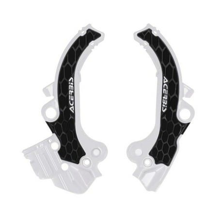 Black and white Acerbis X-Grip frame protectors designed for KTM, Gas Gas, and Husqvarna 65cc bikes, featuring a honeycomb texture and prominent Acerbis branding.