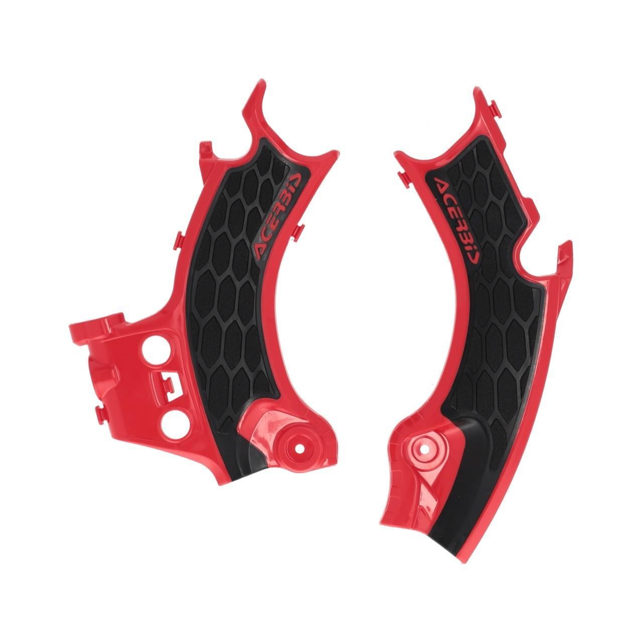 Acerbis X-Grip frame guards in red and black for Honda CRF250R & CRF450R 2025, featuring a honeycomb texture and durable plastic construction.