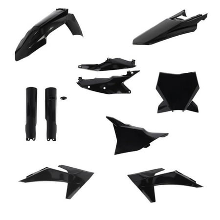 Acerbis Full Plastics Kit in black for KTM SX 125/250/300 & SXF 250/350/450 (2023-2024), featuring various plastic body panels and fenders.