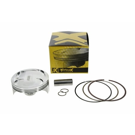 ProX piston kit for Kawasaki KX250 (2021-2024) featuring a shiny silver piston, black and gold packaging, and essential components like rings and a pin.