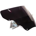 Dark smoke Puig Racing Screen designed for Honda VFR 800 models from 2002 to 2012, featuring a sleek aerodynamic shape and durable material with mounting holes.