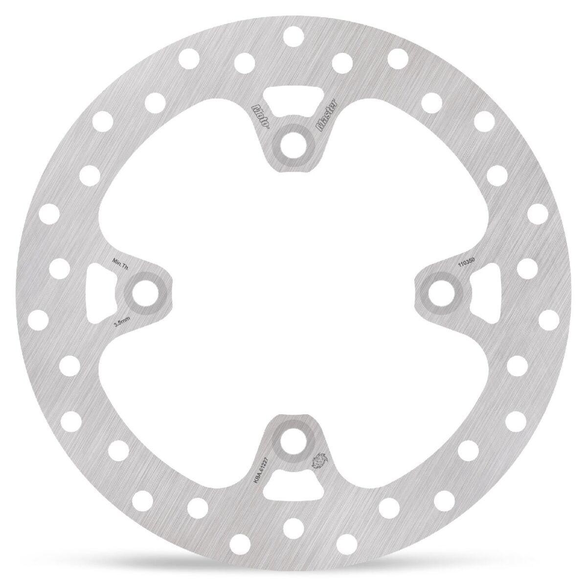 Silver stainless steel front brake disc with a circular design, featuring multiple holes and cutouts for enhanced performance, compatible with Yamaha YFM 700 FWAN Grizzly EPS SE 2012-2014.