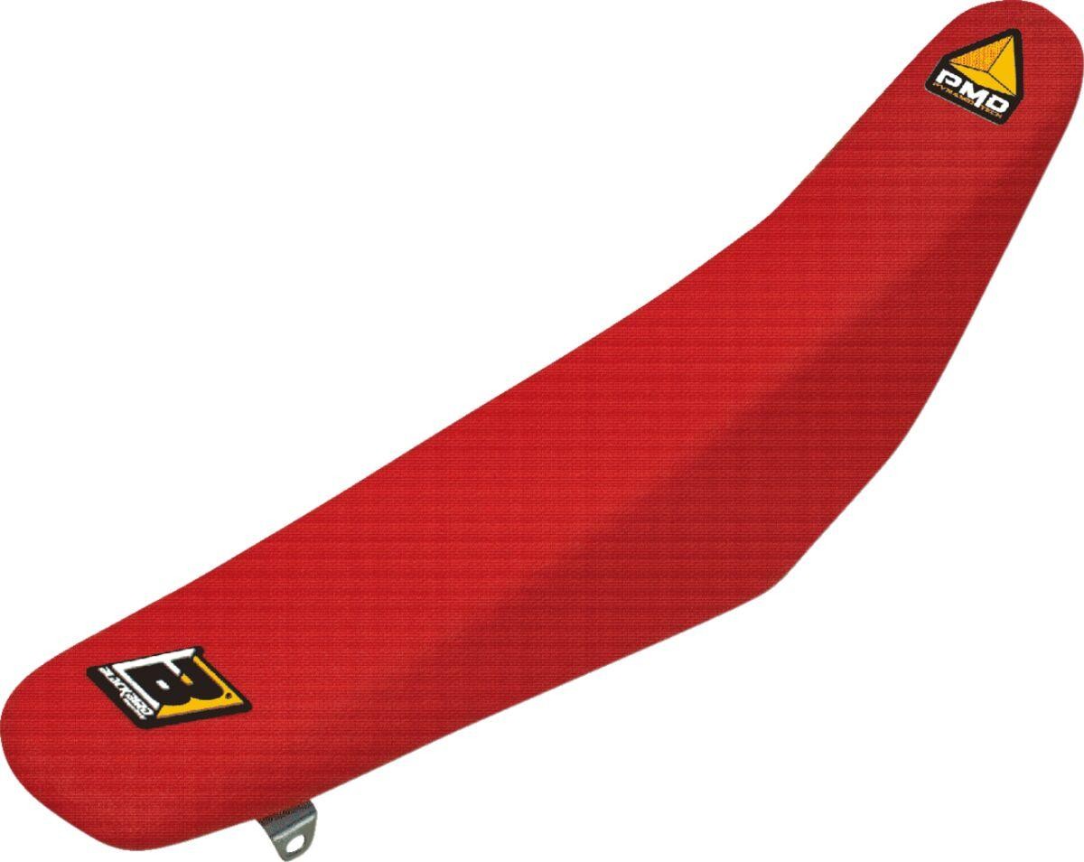 Red pyramid seat cover designed for Honda CR 125/250 (1990-92) and CR500 (1991-2001), featuring a textured surface and Blackbird logo.