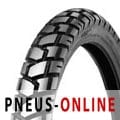 Shinko E705 front tyre in black rubber, featuring a rugged tread pattern for enhanced grip, marked with size 110/80R19 and load rating 59H.