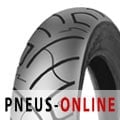 Blackwall motorcycle tyre with a tread pattern designed for performance, labeled "Shinko F777 / R777," size 120/70-21, featuring a TL rating and 68V load index.