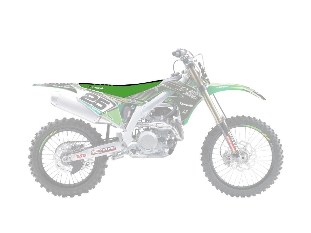 1433H - Blackbird Double Grip 3 Seat Cover - Kawasaki KXF450 2019-20 - Black/ Green - image 2
