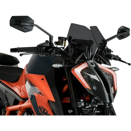 Puig New Generation Sport Screen in dark smoke for KTM 1290 Super Duke R (2020-2024), featuring a sleek design that enhances aerodynamics and style on the motorcycle.