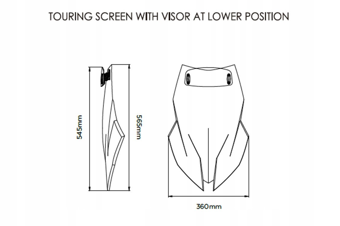 Puig Touring Screen with Extender for BMW M1000 XR 2024-2025, featuring a light smoke color, aerodynamic design, and dimensions of 545mm height and 360mm width.